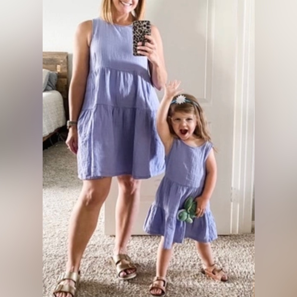 Target mommy & me, gauze, tiered matching dresses women size large & 6x toddler